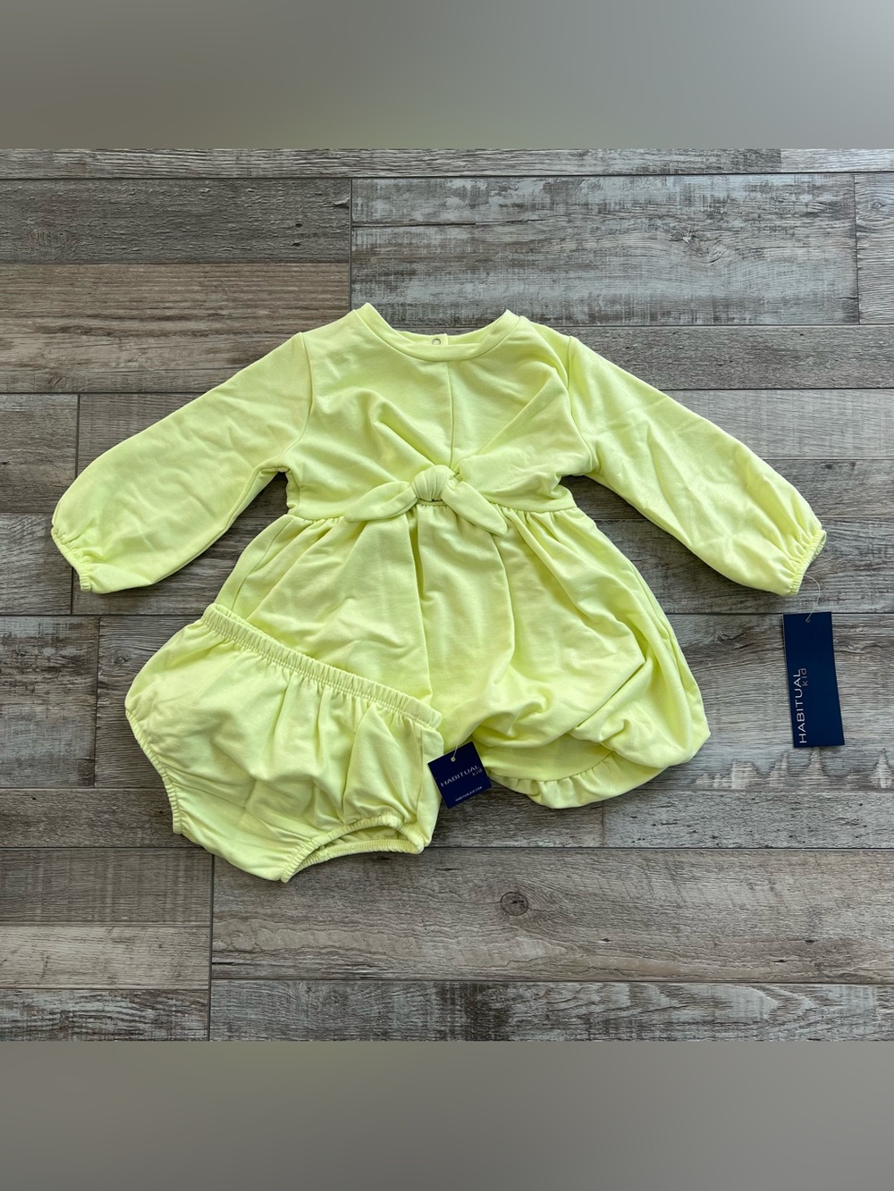 NWT Habitual Kid Neon Green Bubble Dress and Bloomer Set Size 12 Months